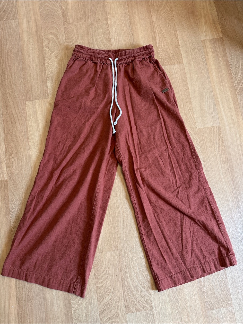 Roxy Linen Wide Leg Pant Burt Orange Size S